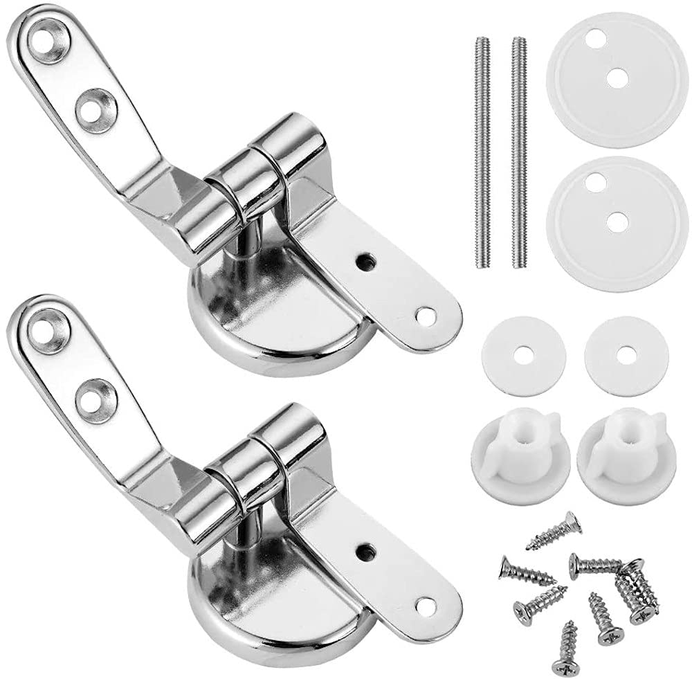 Merriway BH05719 Wooden Toilet Seat Hinge Pair, Polished Chrome