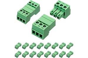 JANDECCN 20Pcs 3 Pin 3.81mm Pitch DIY PCB Mount Screw Terminal Block Connector with 20Pcs 3 Pin Plug