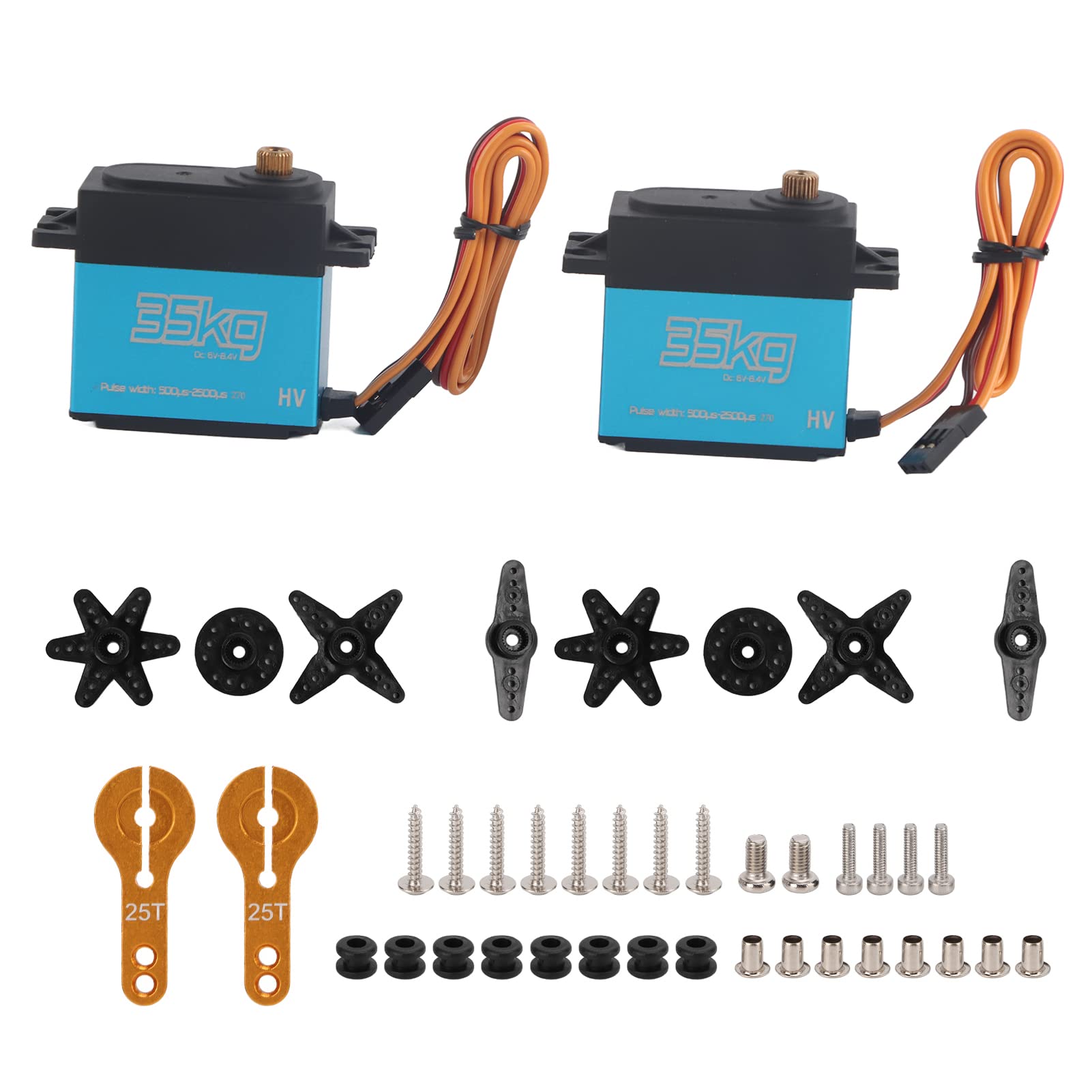 Hoopoocolor 2PCS 35Kg Digital Servo, Hollow Cup Digital Motor Servo, DC 5V 7.4V High Speed ​​Stainless Steel Gear Waterproof Servo for 1/8 1/10 1/12 Rc Cars