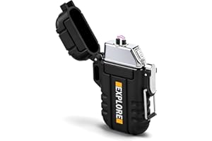 Electric USB C Rechargeable Plasma Lighter with Single Arc, Waterproof Windproof Survival Lighter for Camping, Hiking, Outdoo