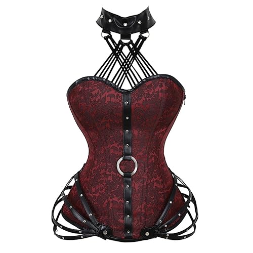 Women's Halter Steel Boned Lace-up Corset Top Gothic Steampunk