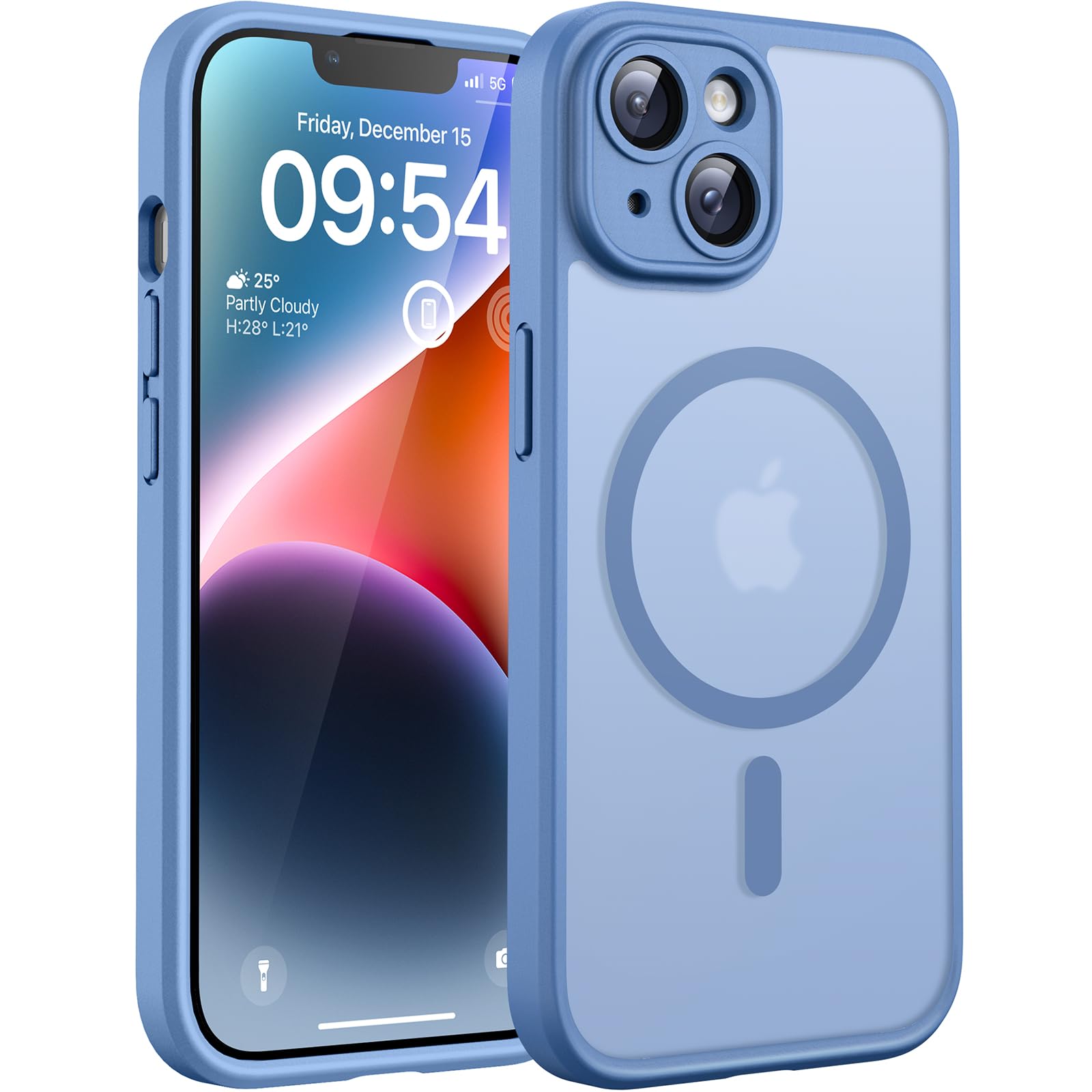 TOCOL Magnetic for iPhone 14 Case 6.1-Inch, Fit for MagSafe, Upgraded [Full Camera Protection], [14FT Military Grade Drop Tested] Shockproof Slim Translucent Matte Back Cover (Light Blue) — image 1