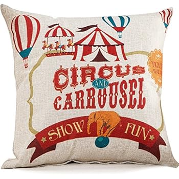 Circus Series Cotton Linen Blend Cushion Square Decorative Throw Pillow Cover The Circus