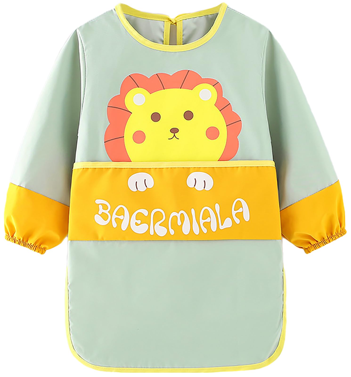 LIMHOO Waterproof Kids Art Smock for Age 2-6 Toddlers Children Graffiti Painting Aprons (Green Lion-XL)