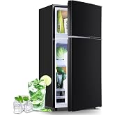 DEMULLER 2.4 Cu.Ft Small Refrigerator with Freezer Mini Fridge Removable Plastic Shelves Ideal for Apartment,Dormitory Black