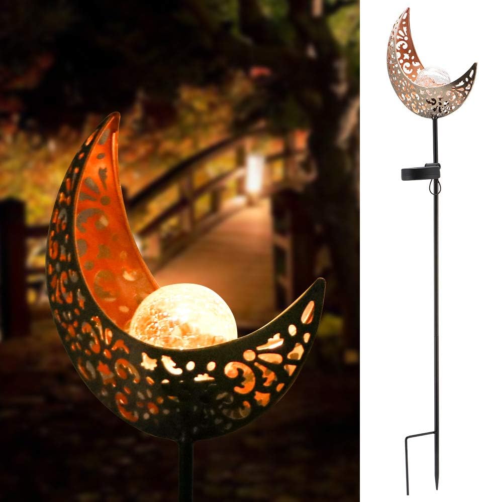 Solar Garden Stake Light Outdoor Decorative, Solar Powered Pathway Moon