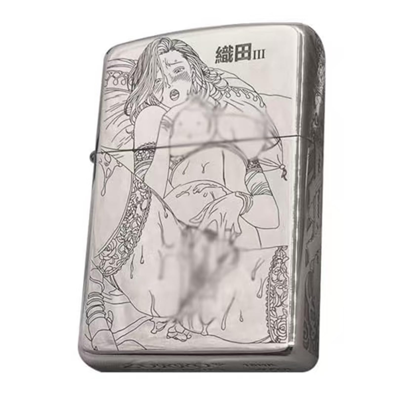 xynop Vintage Handmade Brass Kerosene Lighter with Sexy Beauty Engraved Windproof Flame Refillable Fuel Classic Flip Top Collectible Gift for Men (Kerosene Not Included) (Silver)