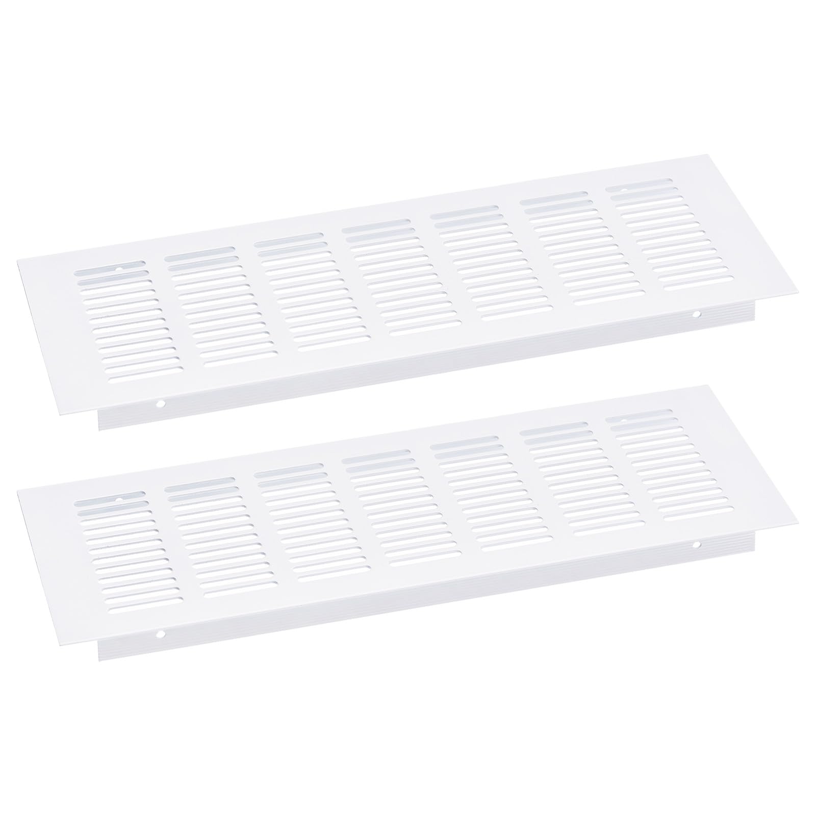 uxcell Air Vents Cover, 2Pcs 300 x 80mm - Aluminum Alloy Mesh Air Return Vent Cover, Rectangle Louvered Ventilation Grille for Shoe Cabinet Wardrobe (White)
