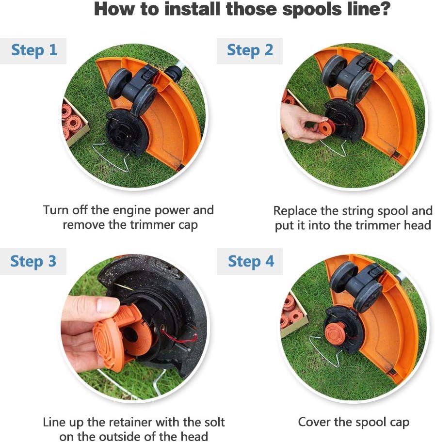 SKD RV Tech Line String Trimmer Replacement Spool for Worx Trimmer WA0010 WG163 WG154 WG160 WG155 WG151.5 WG151 (12 String Trimmer Line+3 Spool Cap): Garden & Outdoor