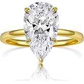 PCAOVIVAR 5.0CT Elongated Pear Shaped Engagement Women Ring,Wedding Promise Cubic Zirconia Band, 14K Gold/White Gold Plated Simulated Diamond Rings Size 5-9