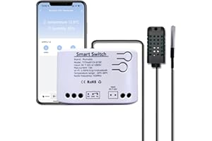 Mumubiz TH10 Smart Temperature and Humidity Monitoring Switch,Tuya Smart WiFi Relay,Dry Contact Passive Output,Compatible With Alexa & Google Assistant. (1 Channel)
