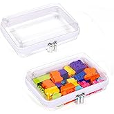 2 Pack Zippered Hard Pouch, Clear Plastic Storage Box Containers Small Toiletry Bag, Clear Hard Shell Zipper Case for Small Items, Toys, Building Blocks, Puzzles, Cosmetics, Stationery Accessories