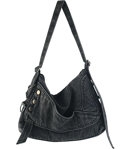 Amazon.com: Slouchy Denim Shoulder Bag Large Alt Denim Patchwork