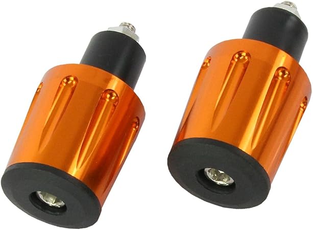 Amazon 汎用 グリップエンド バーエンド エンドキャップ スライダー アルミ削り出し 2個セット オレンジ ハンドルバーエンド 車 バイク