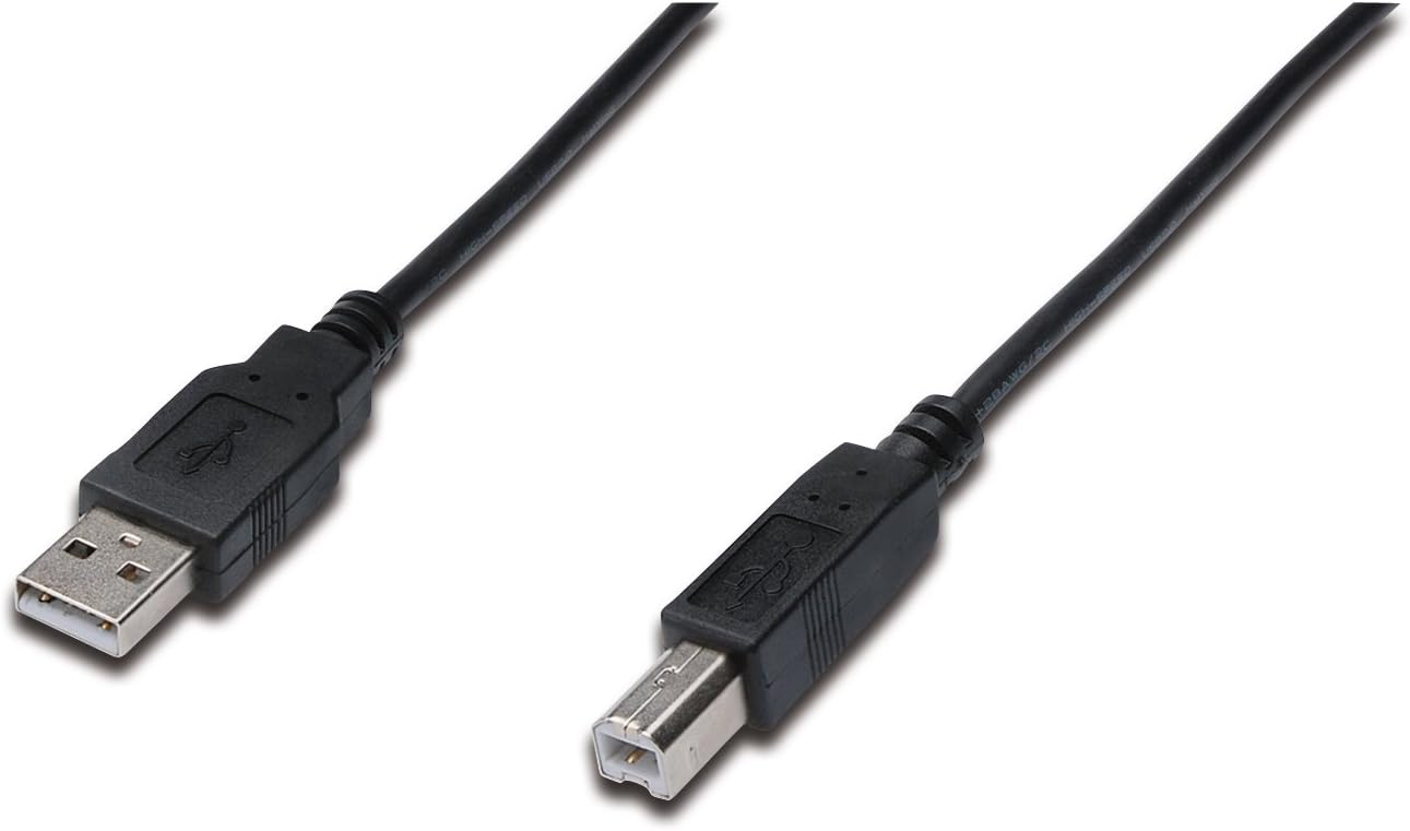 DIGITUS USB 2.0 cable - 1 m - USB A to Type B - 480 Mbps - connection cable for computers notebooks, hubs, printers - black