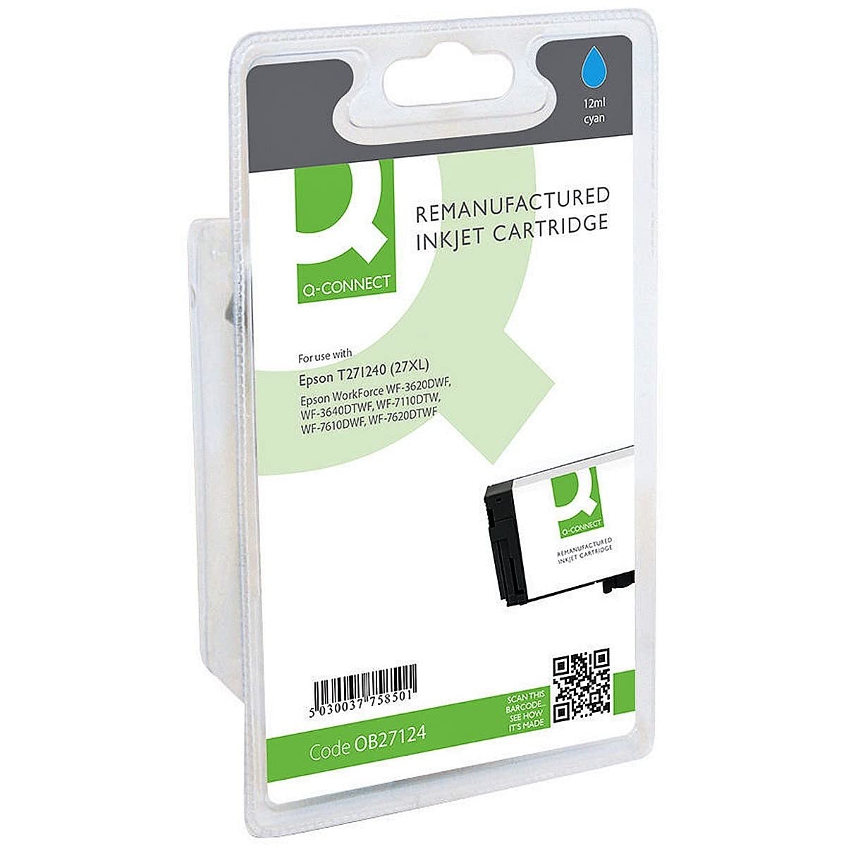 Q-CONNECT Ink Cartridge for Epson Workforce WF-3620DWF, WF-3640DTWF, WF-7110DTW - Cyan