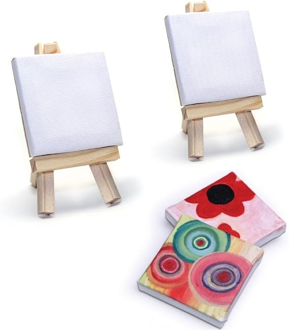 Lot 20 Mini Toiles 12,7x17,8 Cm + Chevalets & Accessoires – Kit Peinture Enfant & Ado Acrylique/Huile/Aquarelle