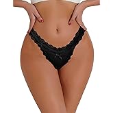 Lncozun Sexy Lace G-String Thongs for Women Cheeky Panties Underwear Stretch T-back Tangas Low Rise Lingerie Briefs