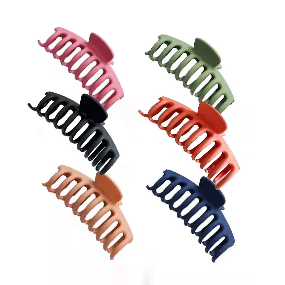 Big Hair Claw Clips 4.2 Inch Nonslip Large Claw Clip , Strong Hold Hair Clips for Thick Hair,Made of plastic Acrylic material and metal spring. 6 Color (6 Packs)