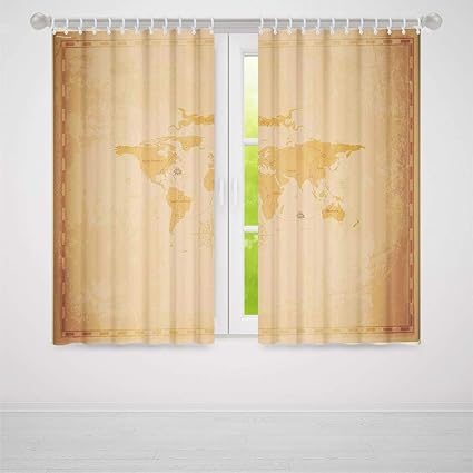 Amazon Com Yoliyana World Map Window Curtains Rustic Antique