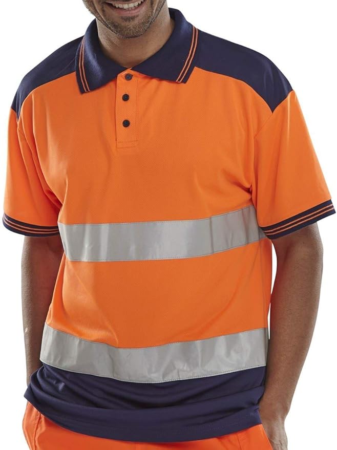 Hi Vis Viz PK 2 Tone High Visibility Short Sleeve Polo