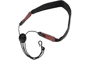 HZTYYIER Saxophone Neck Strap, Adjustable Leather, Universal Fit for Sax and Clarinet, Black