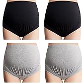 Mama Cotton Women's Over The Bump Maternity Panties High Waist Full Coverage Pregnancy Underwear Multi-Pack (S-4XL)