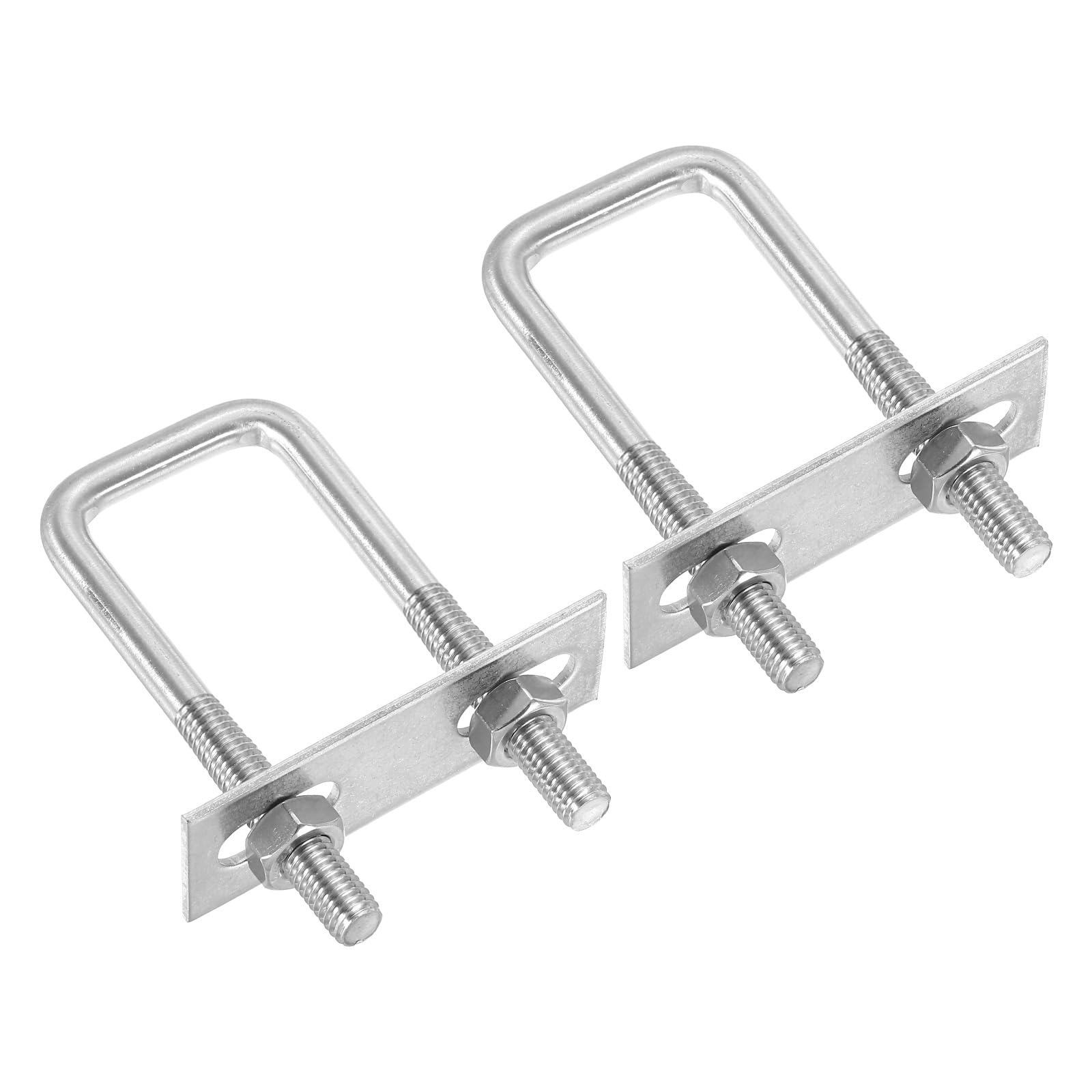 PATIKIL M8x35x85mm Square U-Bolts Kit, 2Set 304 Stainless Steel Square U Shaped Bolts Replacement Parts with Frame Plates and Nuts for Ski Board Sailboat Trailer