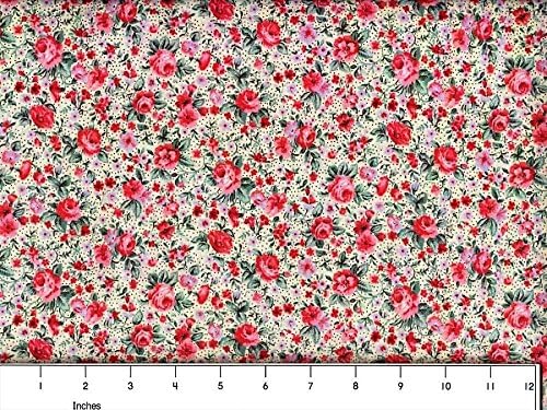 Country Florals #6 Cream By the yard