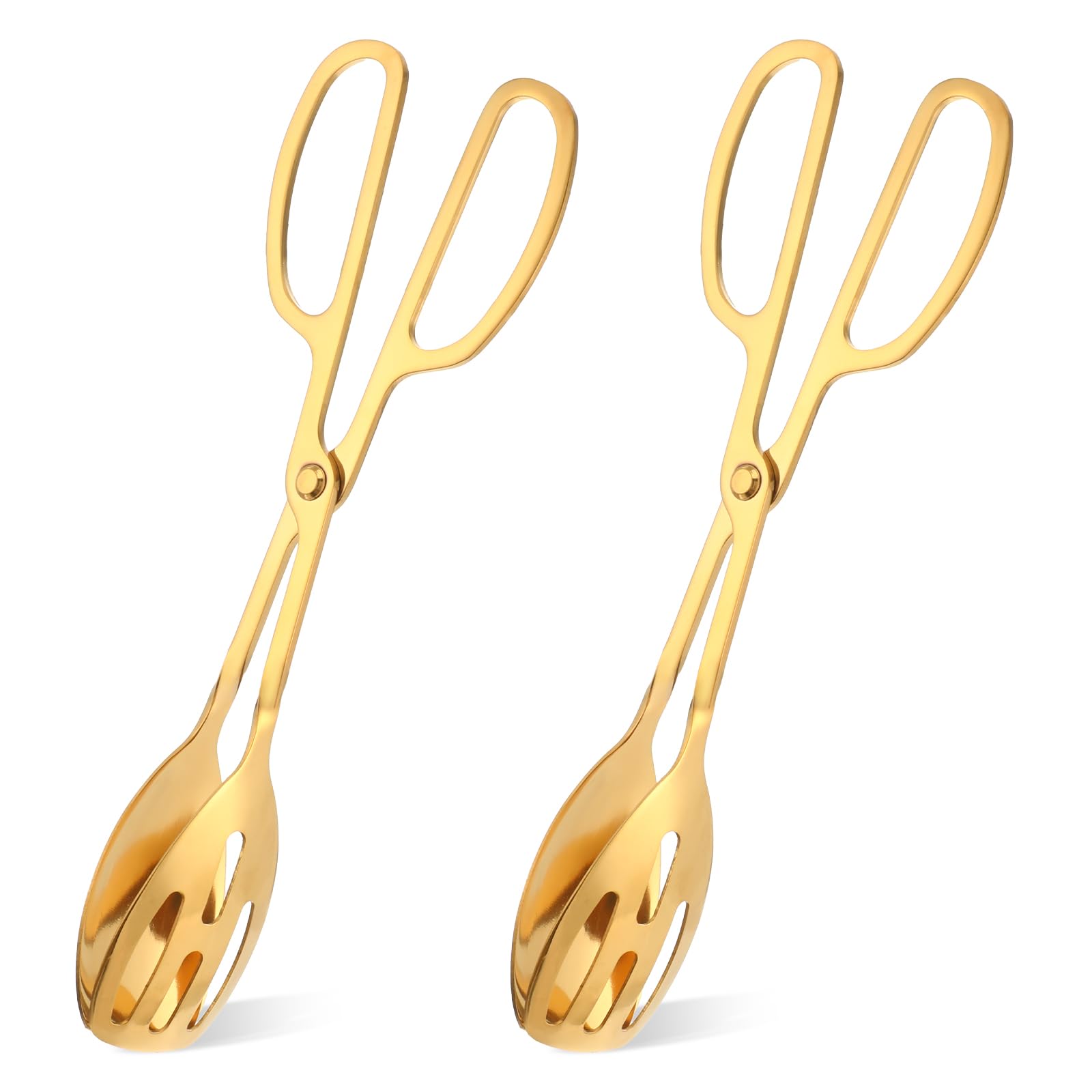 Photo 1 of 2 Pack Gold Serving Tongs Buffet for Kitchen Serving and Cooking, Thickening Stainless Steel Salad Tongs Food Tong Servings Utensils for Wedding Party Catering (Gold)