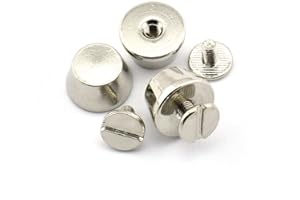 LQ Industrial 25-Pack 1/2" Purse Handbag Feet Nailhead Flat Stud Solid Brass Screw-Back Spike Metal Cone Studs Rivet Leather Craft DIY Silver