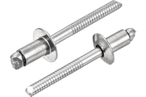 uxcell 50Pcs 1/4"x3/8" 304 Stainless Steel Dome-Head Blind Rivets, Open-End Type Blind Rivets for DIY, Sheet Metal, Automotiv