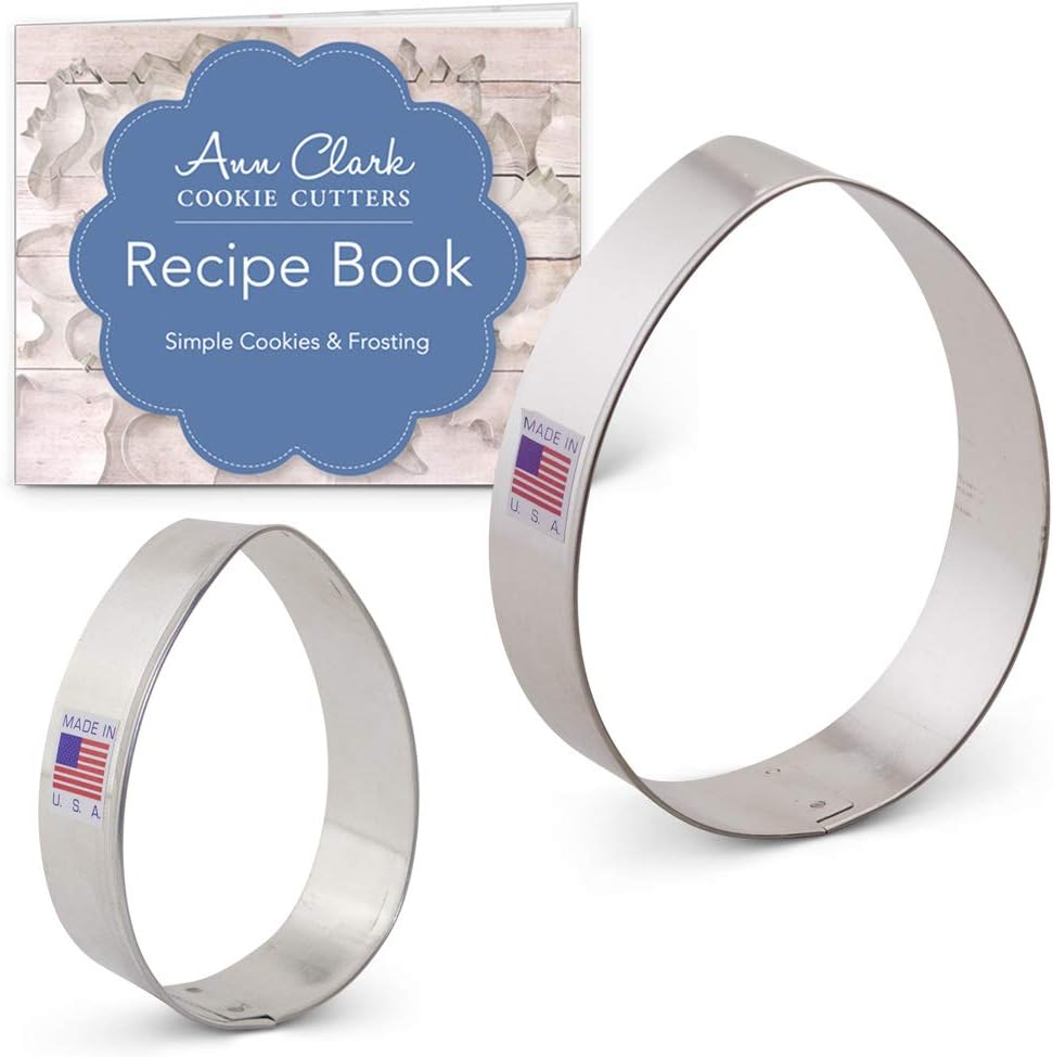 Ann Clark Cookie Cutters 2-Piece Easter Egg Cookie Cutter Set with Recipe Booklet, 3