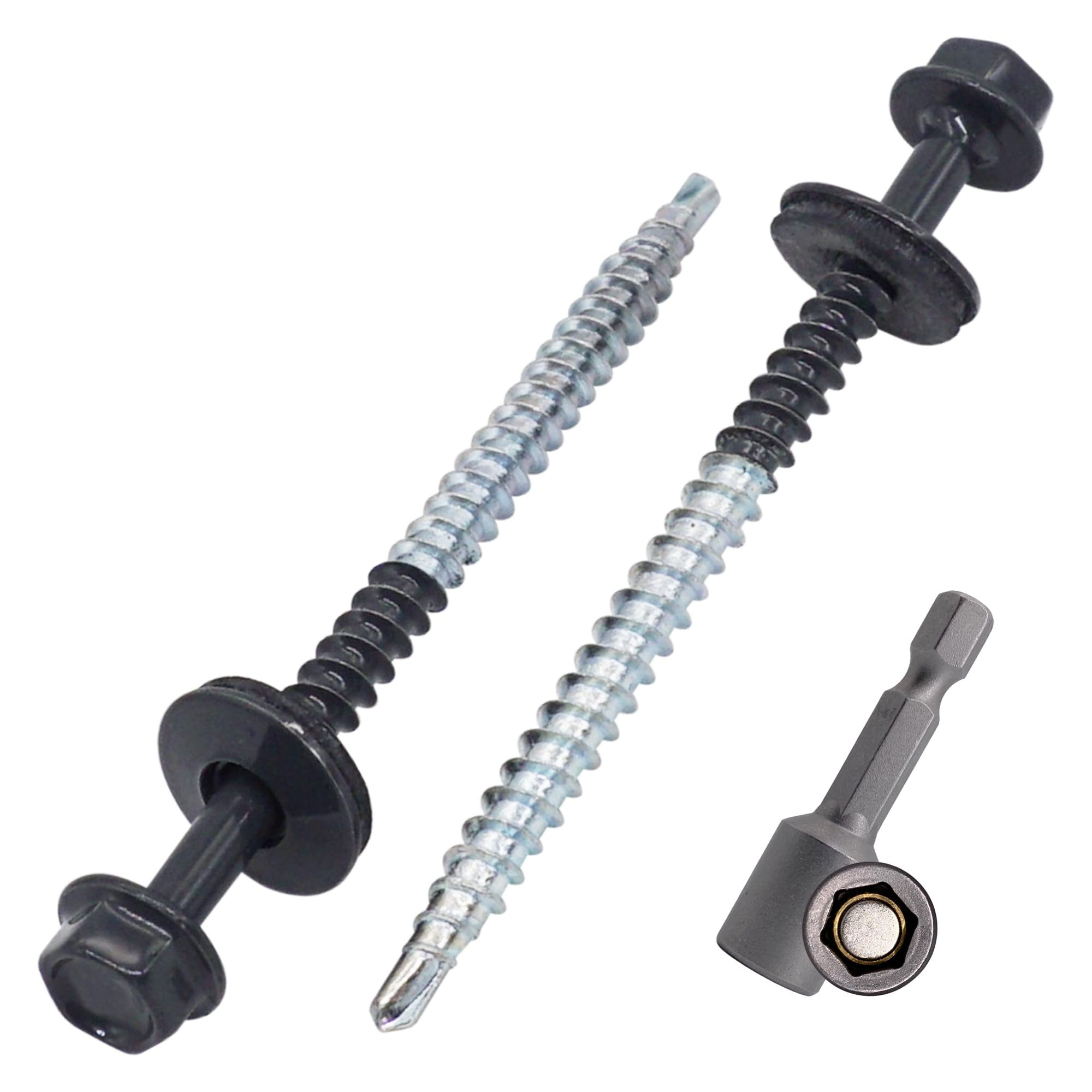 SKIR'CO (50 pcs) Painted Roofing Screws 4.8 x 70 mm, Hex Head, Self-Drilling Screws with EPDM Washers (Anthracite Grey, RAL 7016)