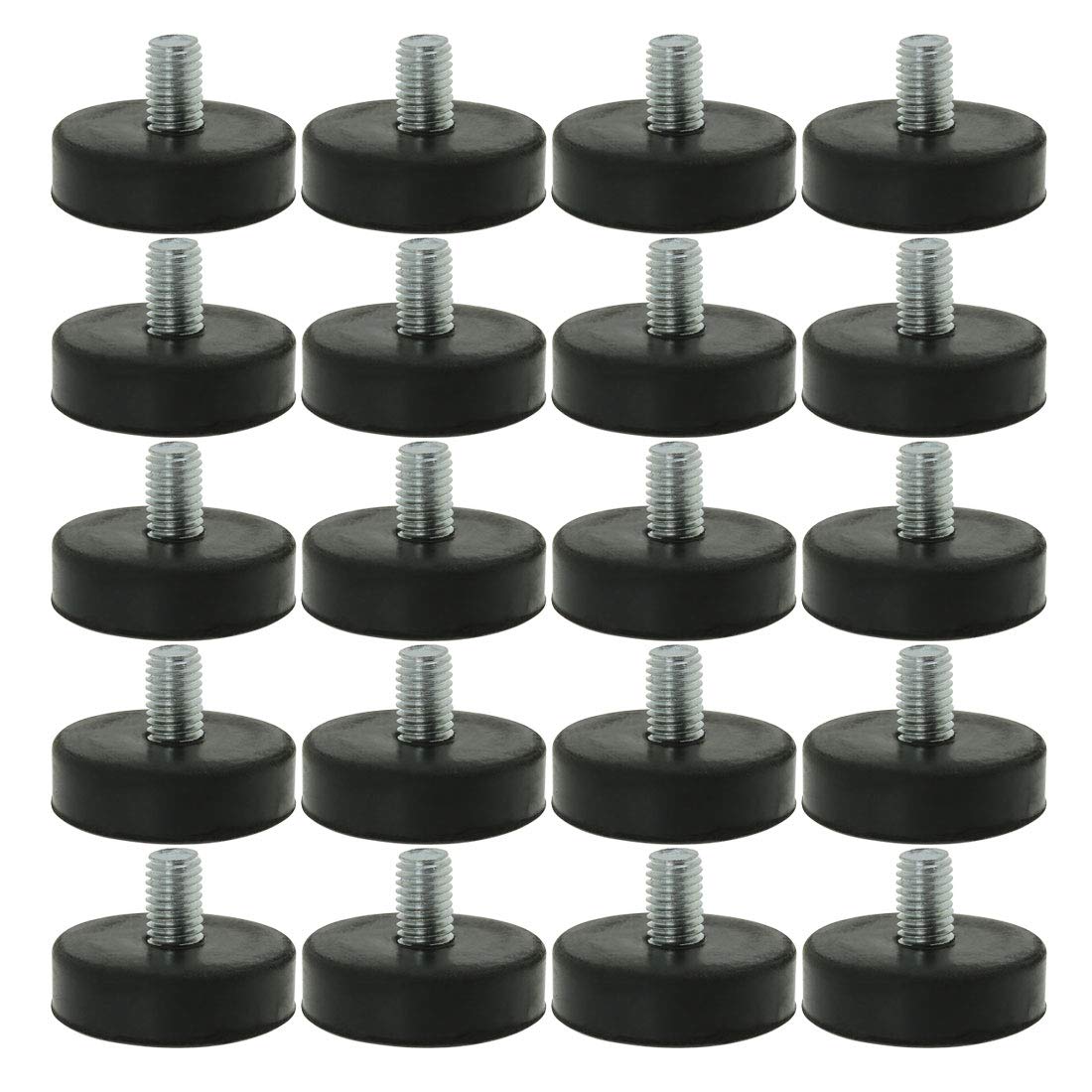 sourcingmap M10 x 15 x 43mm Leveling Feet Adjustable Leveler Floor Protector Round Base for Furniture Chair Table Leg 20 Pack
