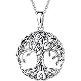 AGVANA Sterling Silver Tree of Life Celtic Knot Dainty Pendant Necklace for Women Family Tree Necklace Anniversary Birthday Gifts for Women Wife Grandma Her with Velvet Bag