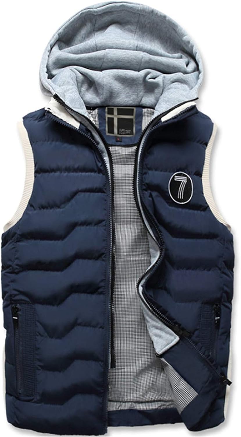 Men's Vest Warm Quilted Removable Vest with Modern Casual Hooded F R ...