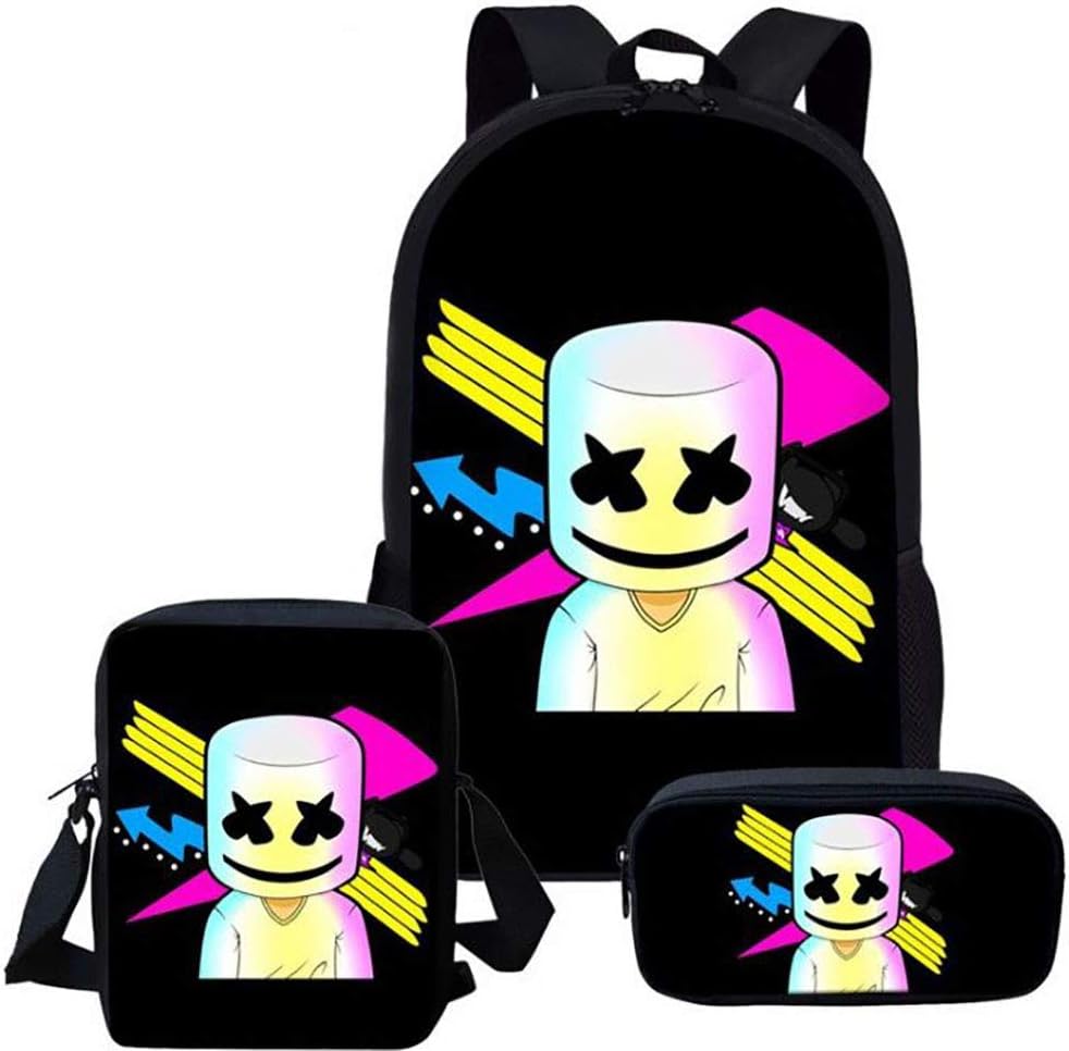 NEWXYX Print Backpack with Diagonal Cross-Body Bag, Pencil Bag Nylon Material for Strong Wear Resistance (DJ)