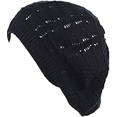 BYOS Chic Soft Knit Airy Cutout Lightweight Slouchy Crochet Beret Beanie Hat
