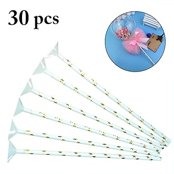 Coxeer 30PCS Balloon Holder Portable Balloon Stick Star Foil Balloon Stick with Cup