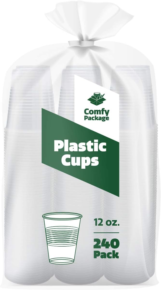 [240 Pack - 12 oz.] Clear Disposable Plastic Cups - Cold Party Drinking Cups: Kitchen & Dining