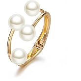 YNZGYBY Gold Pearl Hand Cuff Bracelets for Women Chunky Large Pearls Cuffs Statement Bracelet Luxury Big Fake Faux Pearl Ball Handcuffs Jewelry Unique Pearly Gifts