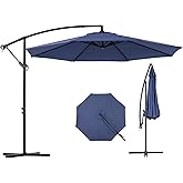 Backyard Expressions 10FT Cantilever Patio Umbrella – Outdoor Offset Hanging Umbrella with Smooth Crank, Tilt Adjustment & UV Protection – Heavy-Duty Steel Frame (Base Not Included)