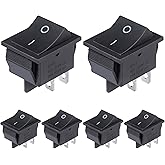 VEXUNGA KCD4 Rocker Switch 4 Pin 2 Position DPST On Off Black Mini Boat Rocker Switch 20A 125VAC 16A 250VAC Snap-in Square To