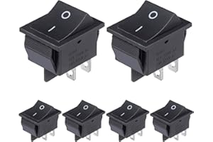 VEXUNGA KCD4 Rocker Switch 4 Pin 2 Position DPST On Off Black Mini Boat Rocker Switch 20A 125VAC 16A 250VAC Snap-in Square To