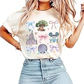 Magical Shirt for Women,Castle Graphic T-Shirt,Magical Kingdom Family Shirt,Family Vacation Tee,Coquette Bows Family Trip T-Shirt,Cartoon Bow Vacation Tee