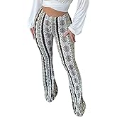 YUZIBAO Women's Flare Yoga Leggings High Waisted Boho Palazzo Wide Leg Pants Bell Bottoms