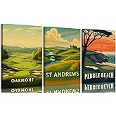 3 Pcs Golf Course Canvas Wall Art Country Club Sports Painting Picture Wall Decor Picturesque Golf Course Poster Print Artwork for Modern Home Office Bedroom Gallery Living Room Home Home Decoration
