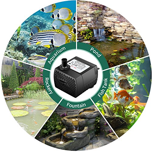 Ideashop Submersible Pump, Water Pump, Water Fountain Pump 90 GPH(350L/H, 4W) Portable Water Pump Mini Water Pump for Pond, Statuary, Aquarium, Fish Tank Fountain with 5.9ft(1.8m) Power Cord (Black)