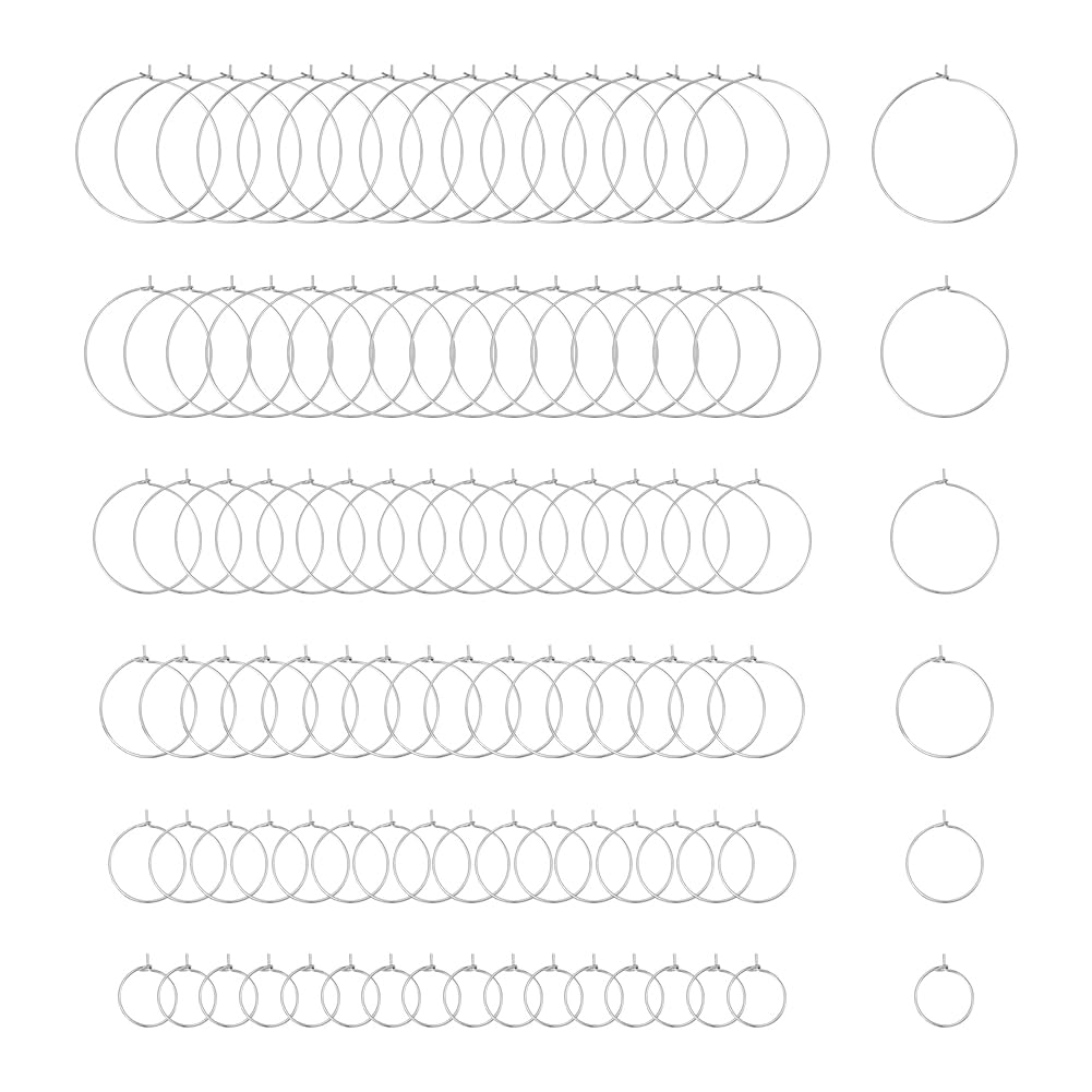 UNICRAFTALE 60pcs 15-40mm Wine Glass Charms Rings Hoop Earrings Stainless Steel Earring Markers Hoop Earring Accessaries for Party Favor Women Earrings Making DIY Wine Glass Charms